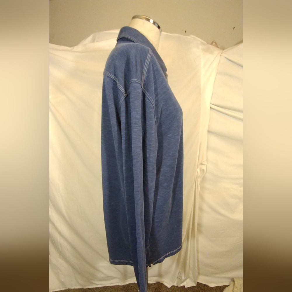 Tommy Bahama men blue Henley light weight sweater, Long sleeve, 1/2 button, L - Picture 5 of 13